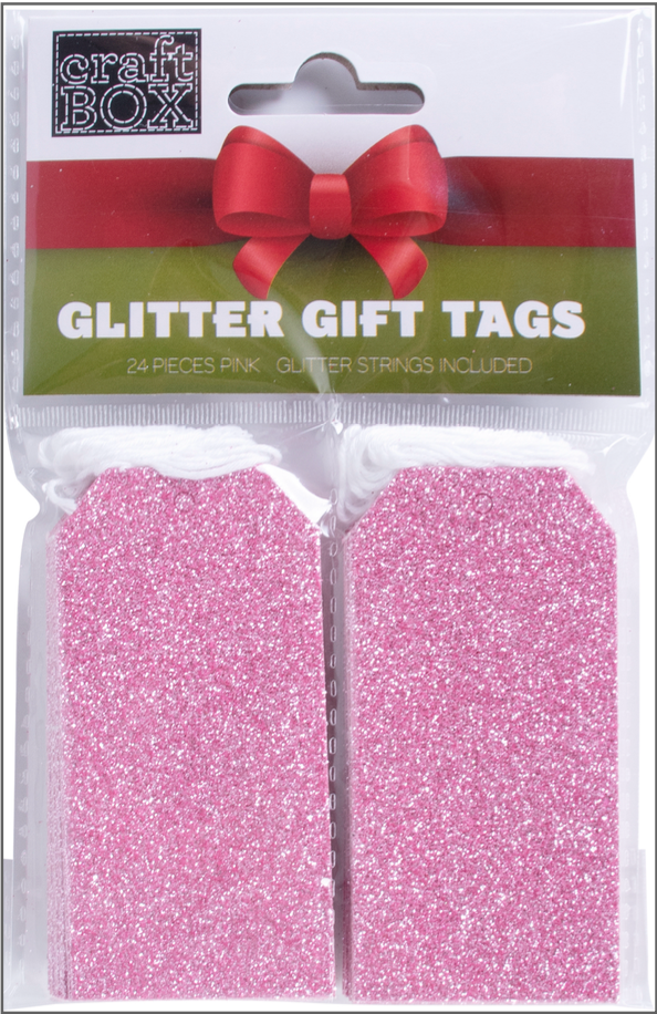 24 PC Glitter Gift Tags - Pink