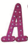 Glitter Letter "A" Hot Pink With Silver Stones
