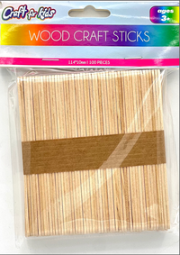 100Pc Wood Craft Sticks(114 X 10 X 2Mm)- 24PCS PER CASE