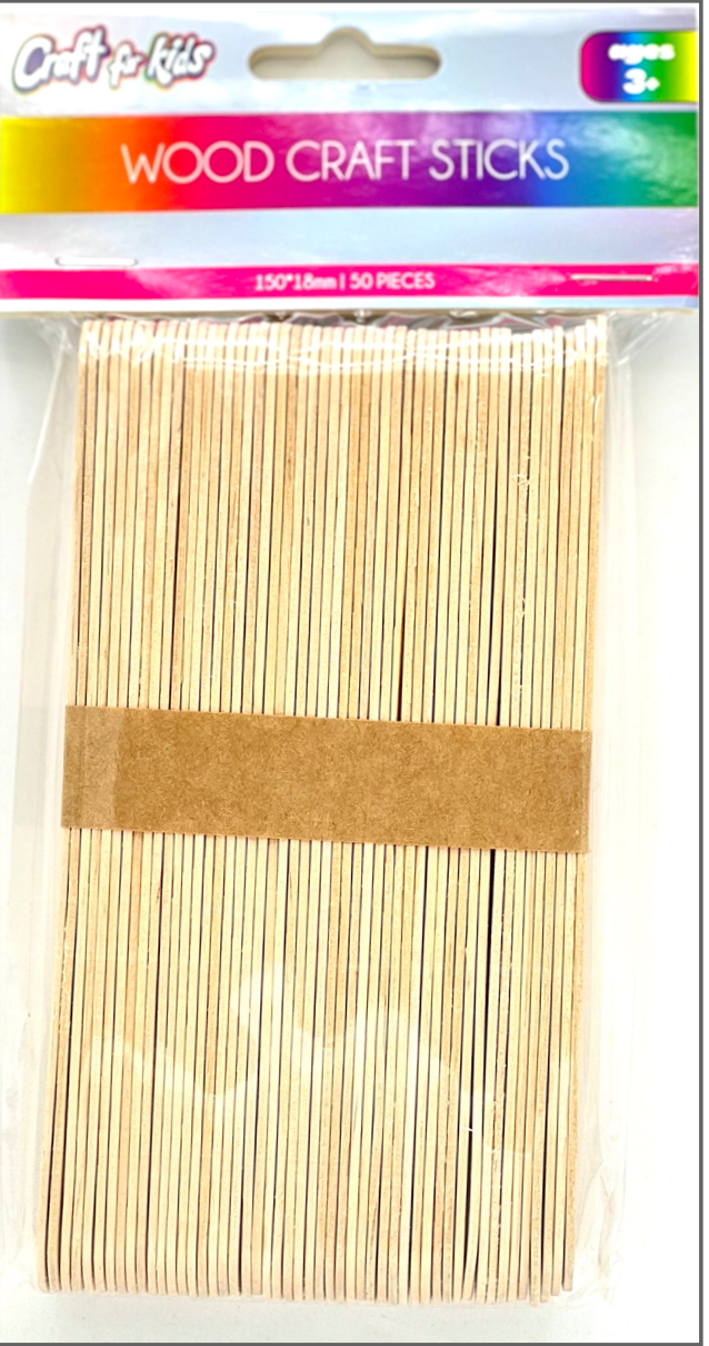 50Pc Wood Craft Sticks (150 X 18 X 1 6Mm) – Craft For Kids