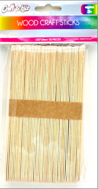 50Pc Wood Craft Sticks (150 X 18 X 1 6Mm)- 24PCS PER CASE