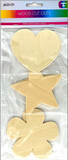 6 PIECES WOOD CUTOUTS - HEART/STAR/FLOWER