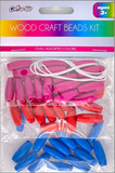 WOODEN CRAFT BEADS KIT ASSORTED COLORS - OVAL