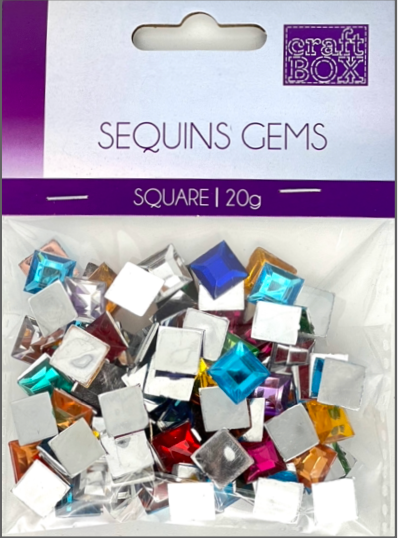 SEQUINS GEMS ASSORTED COLORS 20g - SQUARE