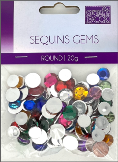 SEQUINS GEMS ASSORTED COLORS 20g - ROUND