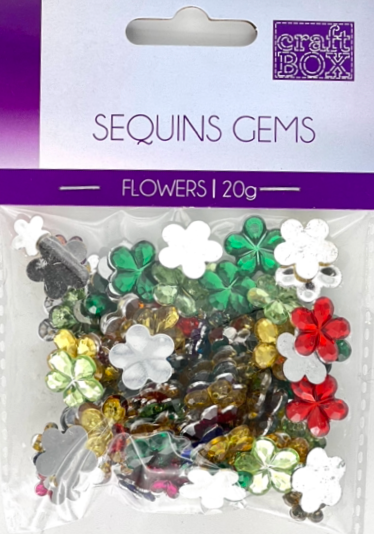 SEQUINS GEMS ASSORTED COLORS 20g - FLOWERS