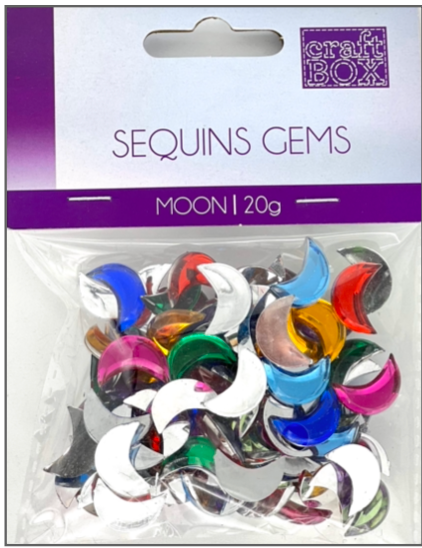 SEQUINS GEMS ASSORTED COLORS 20g - MOON