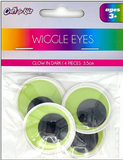 4 PC WIGGLE EYES - GLOW IN DARK