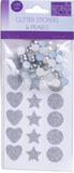 GLITTER STICKERS & PEARLS ASSORTED PACK - SILVER