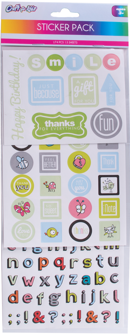 174 PCS STICKER PACK / 3 SHEETS/ ASSORTED STICKERS