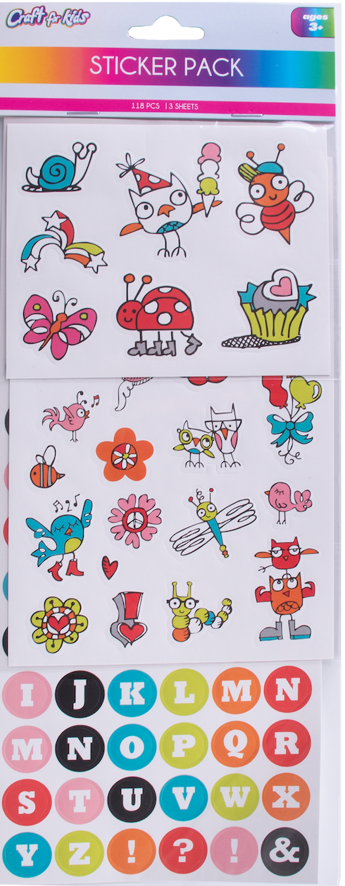 118 PCS STICKER PACK /3 SHEETS/ASSORTED STICKERS