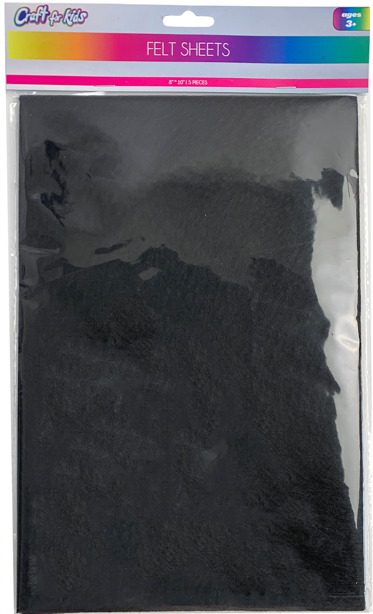5 PIECES FELT SHEETS (20 x 30cm) - BLACK